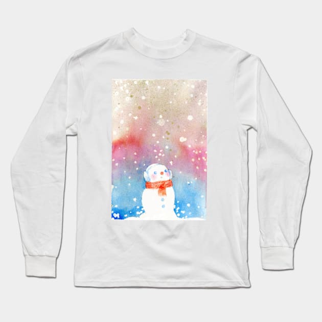 snowman Long Sleeve T-Shirt by MinranZhang